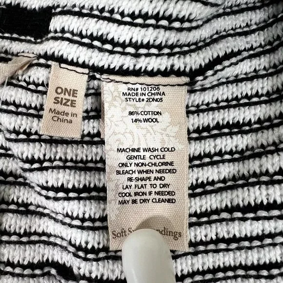 Soft Surroundings Womens Black Aztec Stretch Stitch Tribal Wrap Poncho One Size - Picture 12 of 16